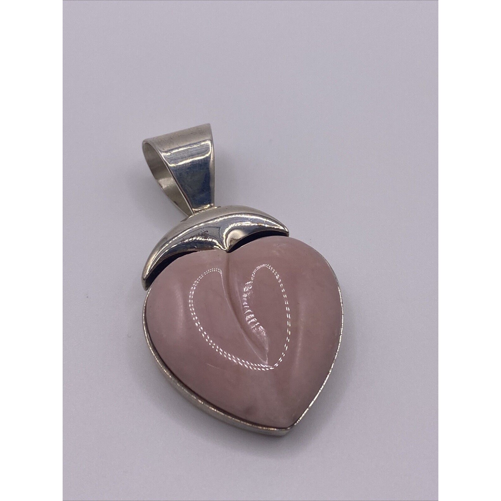 Signed Dtr Jay King . 925 Sterling Silver R And Rose Quartz Heart Pendant